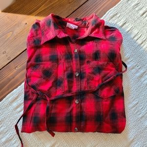 Isabel Maternity Small Red Plaid Tunic Shirt